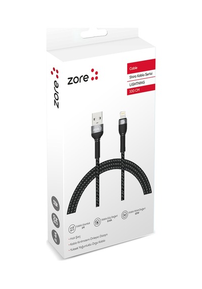 Xemu Siyah Shira Serisi Lightning Usb Kablo 1 Metre