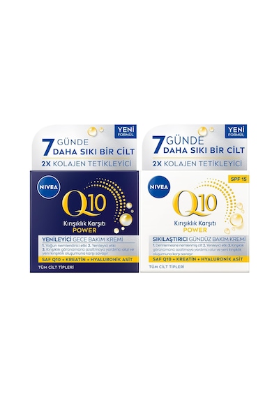 Nıvea Q10 Power Spf30 Kırışıklık Karşıtı Gündüz Kremi 50 Ml + Nıvea Q10 Power Kırışık Karşıtı Gece Yüz Bakım Kremi 50 Ml