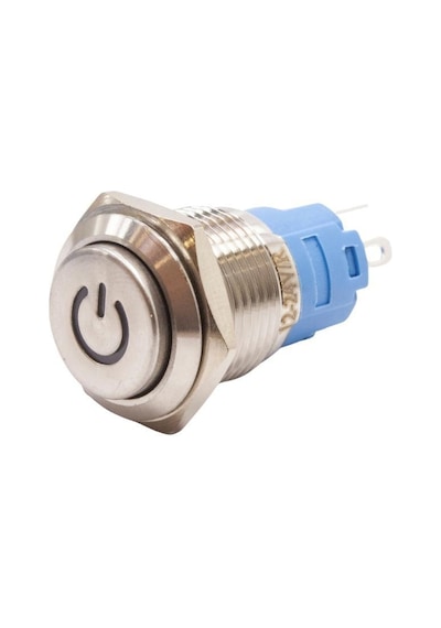 16A-G1-C 16Mm Çıkık Yaylı Işıklı Power Metal Buton - Sarı