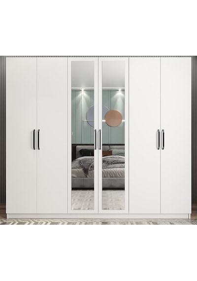 Alessi 6 Kapaklı Dolap Gardırop Beyaz