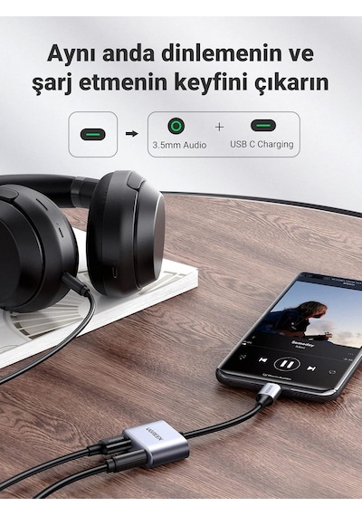 Usb C - 3.5mm Kulaklık Jakı Ses Adaptörü Ve Şarj Cihazı Dac Tip C - Aux Kulaklık Ayırıcı İpad Pro 2021/2020, İpad Air 4, İpad Mini 6, Galaxy S21 Ultra S20 Fe Note20 Tab S7+ İle Uyumlu