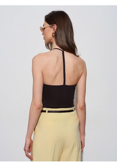 Dilvin 21051 Halter Yaka Askılı Top-koyu Kahve