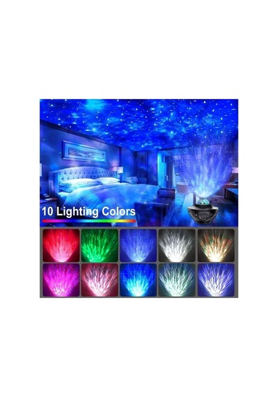 Starry Projektör Light Galaksi Lazer Disco Topu Bluetooht Ses Bombası Gece Lambası Siyah