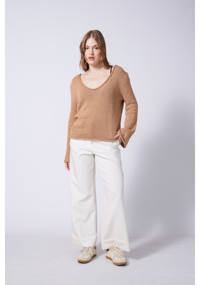 V Yaka Basic Triko Kazak CAMEL