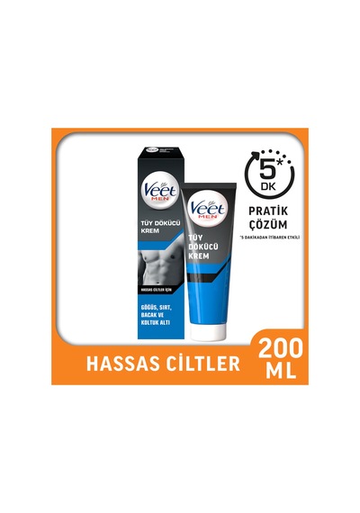 Men Erkeklere Özel Tüy Dökücü Krem Hassas Ciltler 200ml + Normal Ciltler Tüy Dökücü Krem 200 Ml