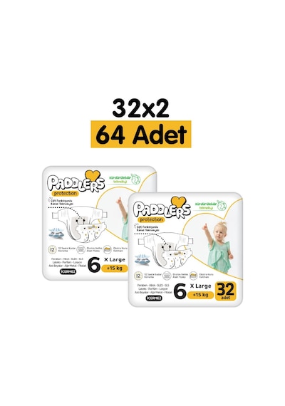 Protection Bebek Bezi 6 Numara X-Large (15+ Kg) 32x2  Adet – 2’li Jumbo Set, Maksimum Koruma