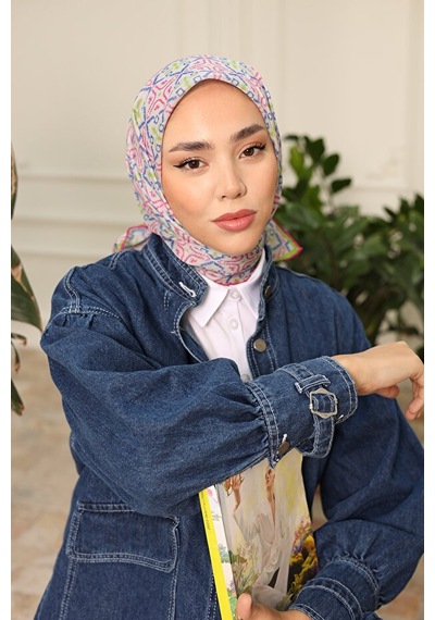 Silk Home Pusula Desen Soft Pamuk Eşarp Krem