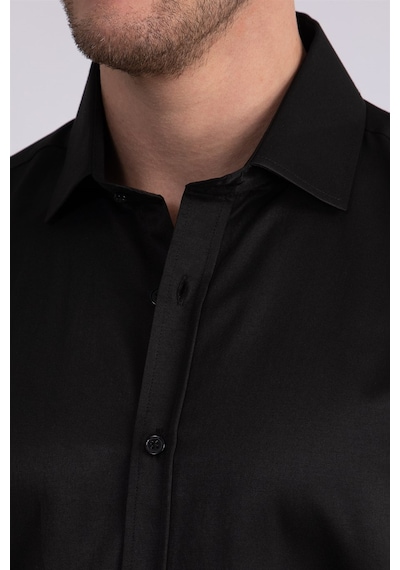 Tudors Modern Slim Fit Düz Saten Erkek Gömlek-23049 Siyah Tudors Modern Slim Fit Düz Saten Erkek Gömlek-23049 Siyah