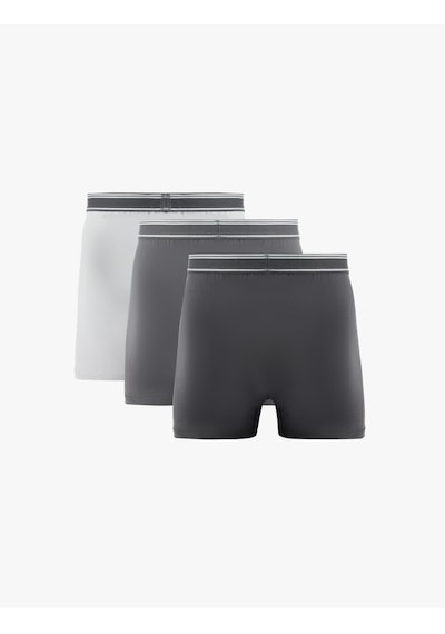 Koton Pamuklu Bel Detaylı 3'lü Boxer Seti Gri 6slm90005mk