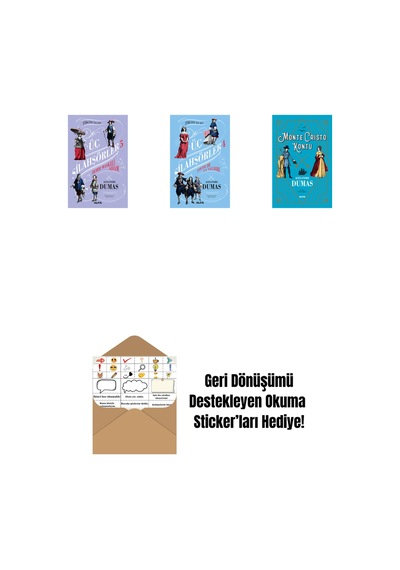 Üç Silahşörler 5 - Demir Maskeli Adam + Üç Silahşörler 4 - Louise De La Valliere + Monte Cristo Kontu + Okuma Sticker'ları