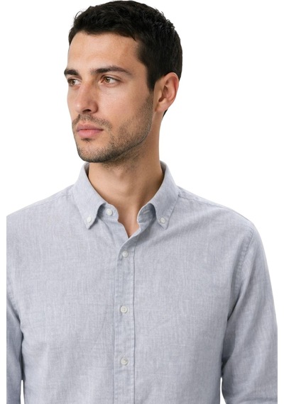 Arma Ar-ma Erkek Keten Gömlek Baskisiz Basic Düğme Kapamali Cepsiz Uzun Kollu Gömlek Dokuma Kumaş Regular Fit %60 Pamuk %40 Keten Y31485118102 Gri-g2