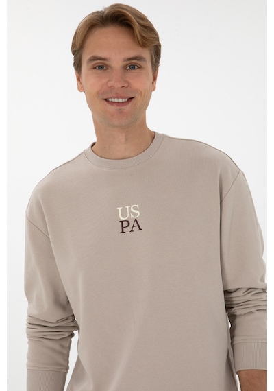 U.S. Polo Assn. Erkek Comfort Fit Bisiklet Yaka Taş Basic Sweatshirt 50313760-VR049