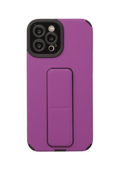 Apple Uyumlu   iPhone 12 Pro Max Kılıf Mega Standlı Silikon - Mor