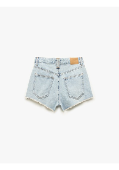 Koton Yüksek Bel Rahat Kalıp Düğmeli Cepli Pis Paça Denim Şort Açık İndigo 5sal40072md Açık İndigo Koton Yüksek Bel Rahat Kalıp Düğmeli Cepli Pis Paça Denim Şort Açık İndigo 5sal40072md Açık İndigo