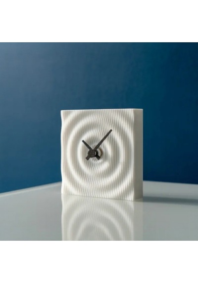 Modern Dalgalar 3d Baskı Masa Saati Beyaz Minimalist Dekoratif Saat 10x10 Cm