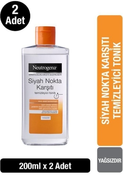 Neutrogena Siyah Nokta Karşıtı Yağsız Temizleyici Tonik 200 ML x 2
