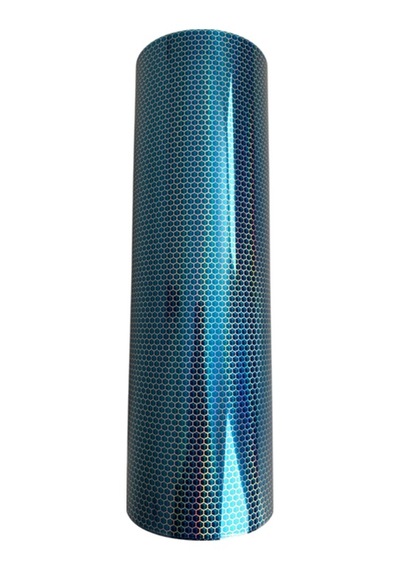 Petekli Mavi Far Stop Filmi Folyosu Çizik Engelleyici Folyo 3d Petek Desenli Hologramlı 30 Cm X 10 Metre
