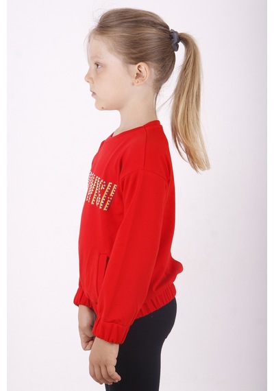 Toontoy Kız Çocuk You Wish Baskılı Sweatshirt Kırmızı