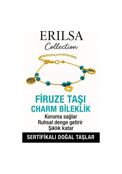 Sertifikalı Firuze Şans Charm Bileklik Doğal Taşla Ruhsal Denge Çok Renkli