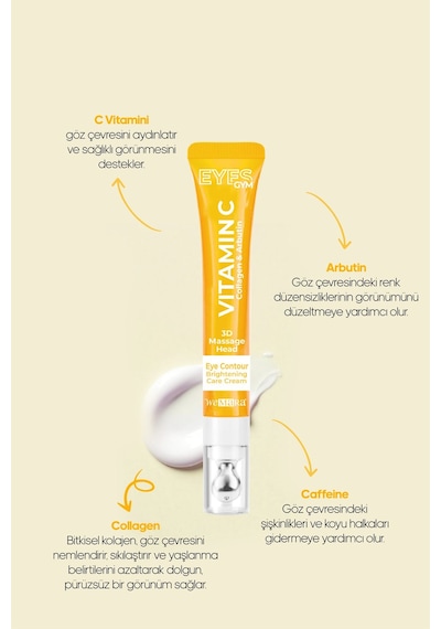 Wemara Vitamin C & Brightening Sarı Masaj Başlıklı Göz Kremi 18 Ml