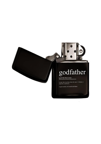 Bk Gift Godfather Tasarımlı Renkli Baskılı Siyah Benzinli Metal Çakmak Diğer