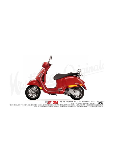 Bay Etiket Sts10 Mat Sari Sıyah Vespa Gts250/300 Yan Cita Seti