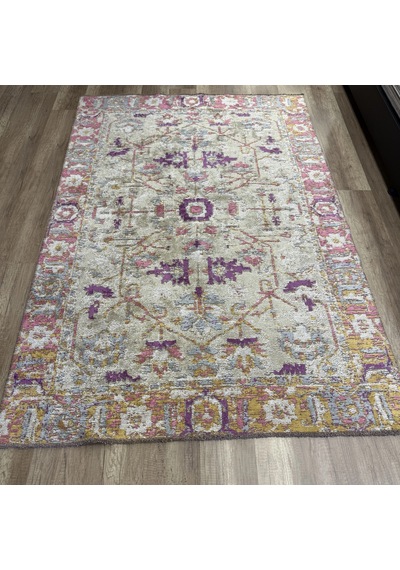 Hoom Rugs Arkaik Plz 04 Eflatun Etnik Renkli Vintage Makine Halısı Çok Renkli