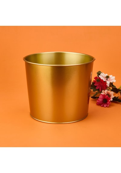 Paslanmaz Saksı - Gold - 22x18 Cm