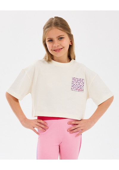 Skechers G Graphıc Tee Crop T-shirt Büyük Kız Çocuk Off White Tshirt Sk2510017-102 OFF WHITE