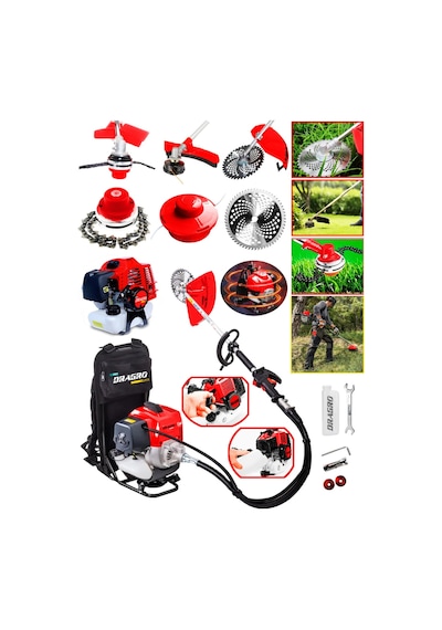 Dragro GT9004 20HP Kırmızı Sırt Tipi Benzinli Tırpan - Kırmızı