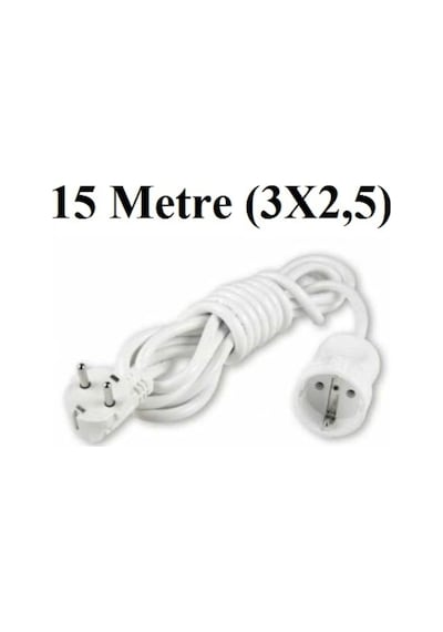 Topraklı Uzatma Seyyar Kablosu 3x2,5 Mm 15 Metre Tekli Fiş-Priz