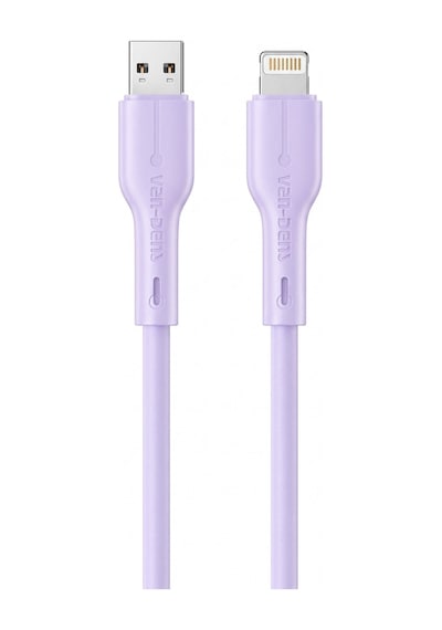 Ven-dens Vd-dc23l Usb-a To Lightning Şarj Ve Veri Kablosu, 2,4 A, 1 Metre, Esnek Tpe Kaplama, Mor
