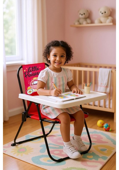 Exent 2-6 Yaş Little Prences Lüx Çocuk Piknik Sandalyesi-mini Kamp Sandalyesi-kırmızı Çok Renkli