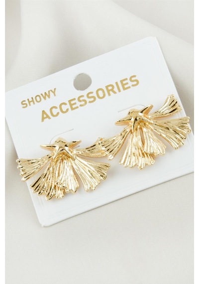 Ilkeshop Yaprak Metal Küpe-sarı Gümüş