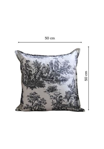 Siyah Kırlent Vintage Desenli 50x50 Dekoratif Yastık Kılıfı Beyaz - Siyah - 702798987 Beyaz - Siyah