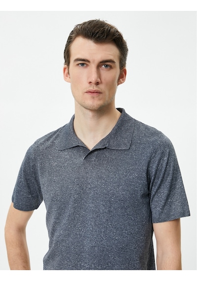 Koton Polo Yaka Triko Kazak Slim Fit Kısa Kollu Kırçıllı Lacivert 4sam70008ht Lacivert