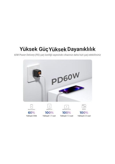 To 3a Hızlı Şarj Ve Kablosu Beyaz 1 Metre Diğer