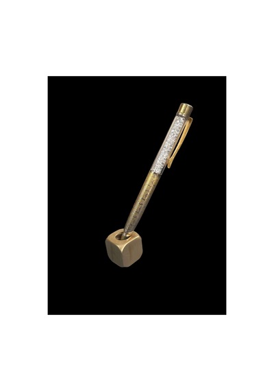 Som Pirinç Kare 24x24 Mm Kalem Tutucu Ve Kağıt Ağırlığı Şık Masaüstü Aksesuarı Gold