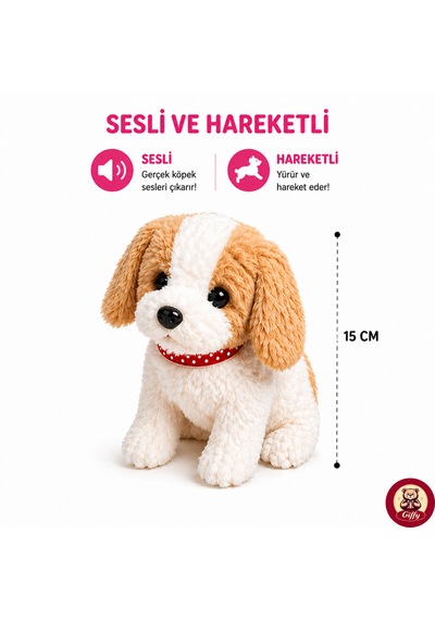 Oyuncak Köpek Taşıma Çantalı Sesli Hareketli Pilli, Emekleme Oyuncağı Aksesuarlı Çocuklar İçin Eğitici Hayvan Sevgisi Pembe