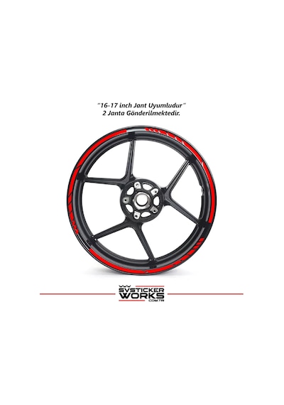 Motosiklet Jant Şeridi Jant Sticker Dekor Model Parçalı Desen Sticker Set Kırmızı