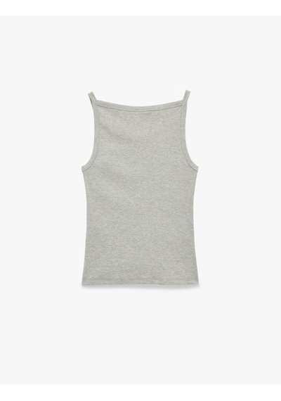 Koton Slim Fit Kolsuz Kayık Yaka Atlet Kar Melanj 6sal30118ık Gri Melanj