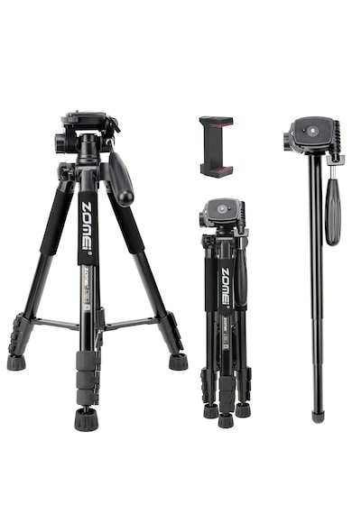 Q222 Profesyonel Tripod-monopod, Telefon Tutucu Ve Çanta li 152cm Maksimum Yükseklik