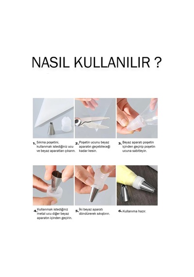 Krema Sıkma Aparat Seti Pasta Süsleme Krema Torbası Hamur Şekillendirme Muffin Kalpli Kek Kalıbı Çel Diğer