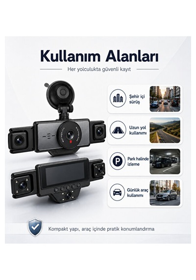 Araç İçi 5 Kameralı Wifi Kayıt Kamerası 2.0 İnç Ekran Full Hd 1080p 170 Geniş Açı