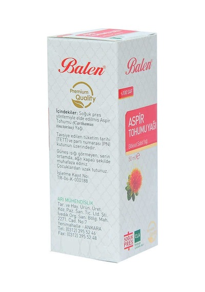 Aspir Tohumu Yağı Soğuk Pres 50 Ml Cam Şişe
