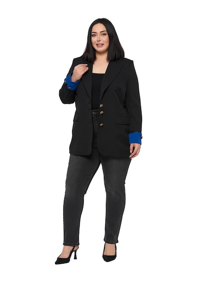 Disentis Büyük Beden Manşeti Kumaş Garnili Düğme Detaylı Astarlı Siyah Saks Mavi Blazer Ceket Siyah Saks Disentis Büyük Beden Manşeti Kumaş Garnili Düğme Detaylı Astarlı Siyah Saks Mavi Blazer Ceket Siyah Saks