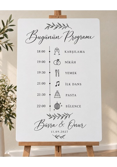 Düğün Akış Programı Panosu - Kişiye Özel Mdf