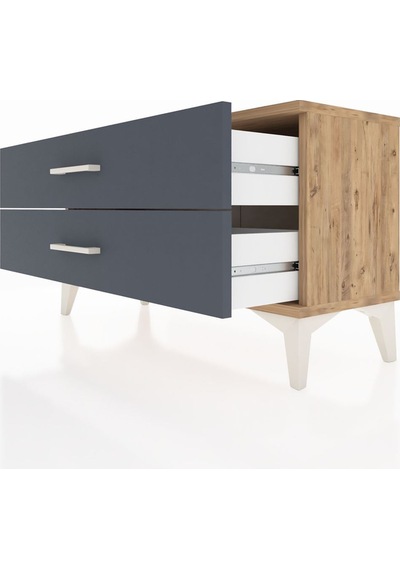 Arges Şifonyer 2 Çekmeceli 88x30x48 Çam-antrasit Atlas Çam