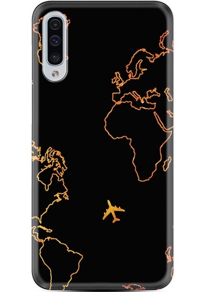 Samsung Uyumlu Galaxy A50 Kilif Desenli Harita Ve Uçak 1777 527809078