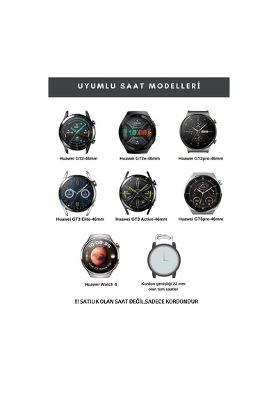 Huawei Watch Gt2 E Pro Gt3 Pro Gt4 Deri Saat Kordonu 22mm Crazy